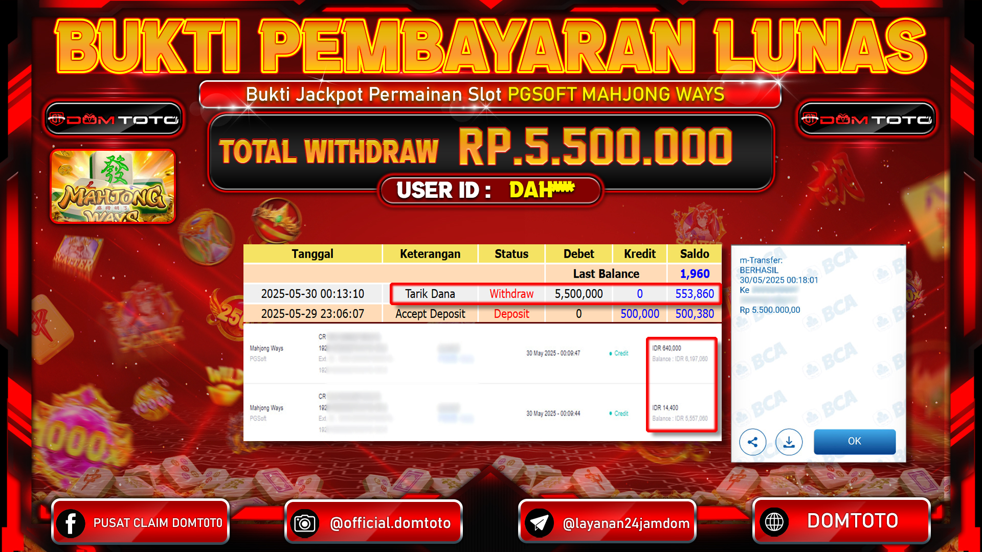 JACKPOT SLOT MAHJONG WAYS  30 MEI 2025